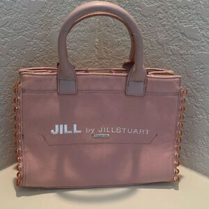 Jill by Jill Stuart Structured Tote Bag Blush Pink Beaded Trim Canvas Handbag